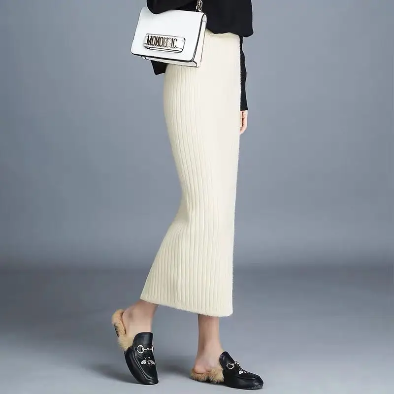 2025 Women's Thickened Knitted One-Step Skirt Long High-Waist Slimming Woolen - Image 8