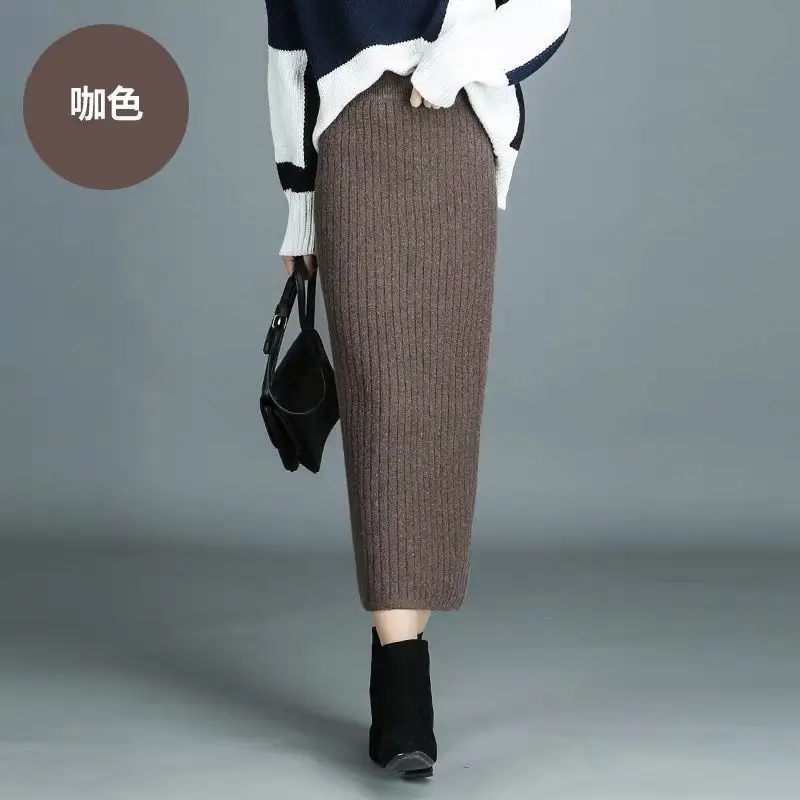2025 Women's Thickened Knitted One-Step Skirt Long High-Waist Slimming Woolen - Image 5