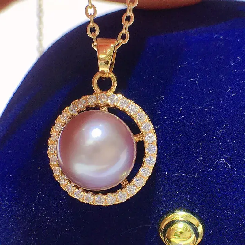 Korean Pearl Pendant Women 8-9mm Gold Chain Elegant Design