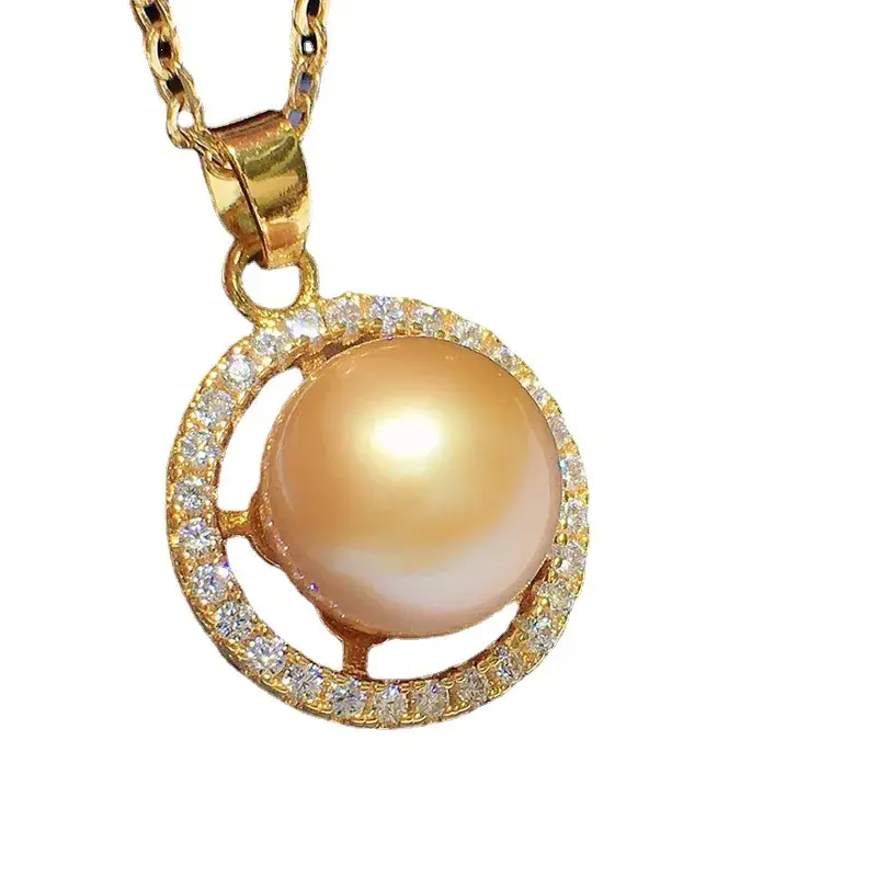Korean Pearl Pendant Women 8-9mm Gold Chain Elegant Design