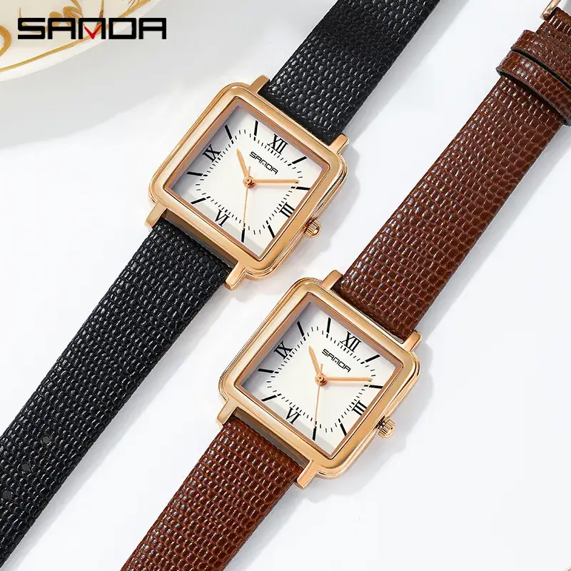 Sanda Rose Gold Square Dial Quartz Watch Women - Image 5