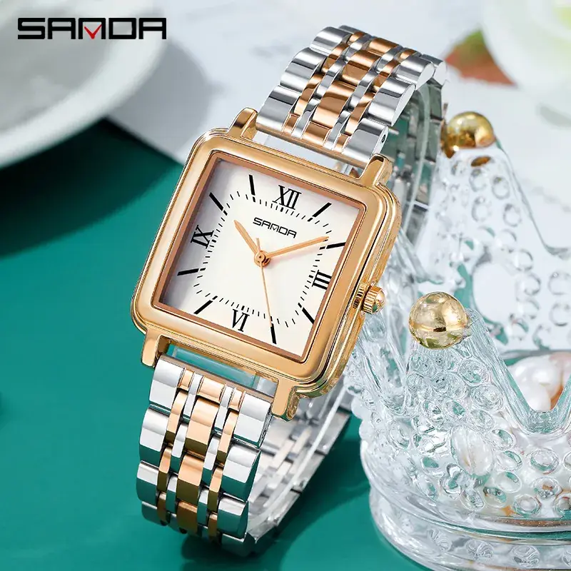 Sanda Rose Gold Square Dial Quartz Watch Women - Image 6