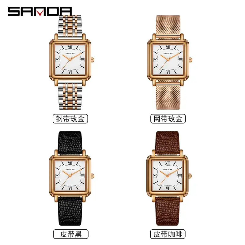 Sanda Rose Gold Square Dial Quartz Watch Women - Image 7