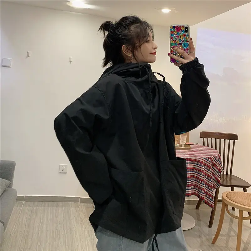 Women's Olive Green Hooded Sweatshirt Long Sleeve - Image 6