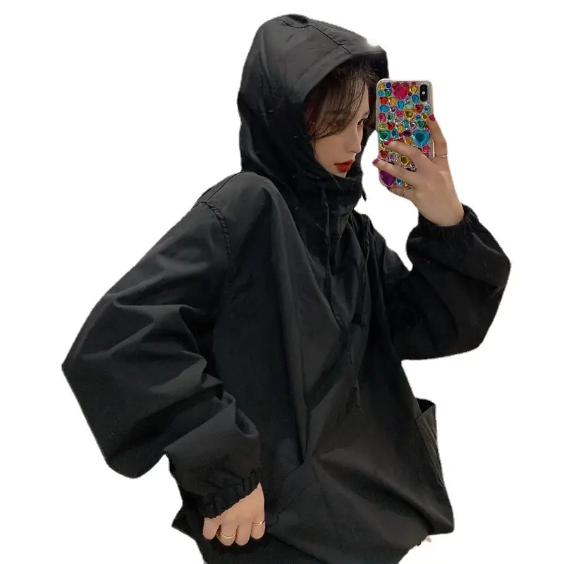 Women's Olive Green Hooded Sweatshirt Long Sleeve - Image 7