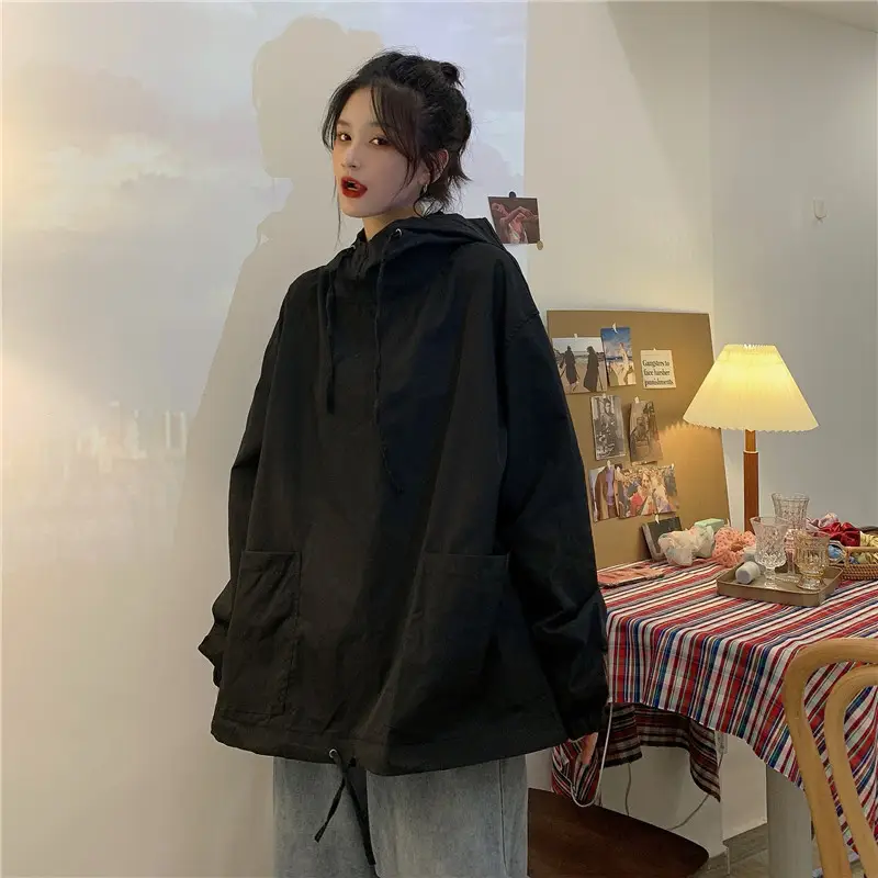 Women's Olive Green Hooded Sweatshirt Long Sleeve — feature 13