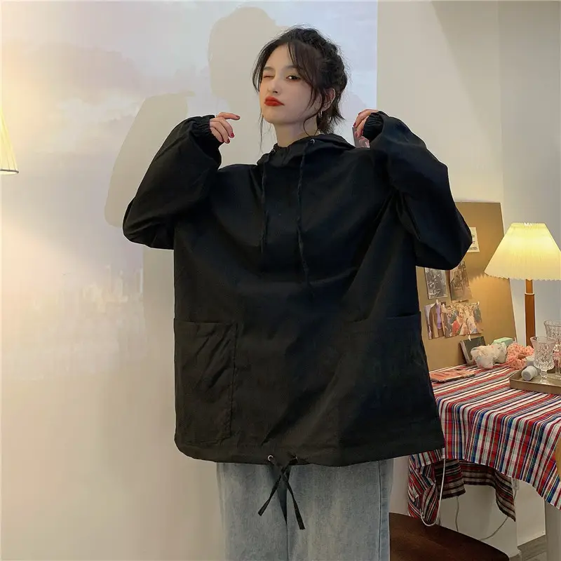 Women's Olive Green Hooded Sweatshirt Long Sleeve — feature 14