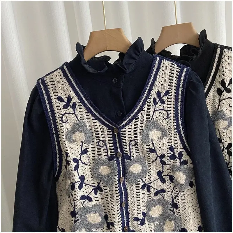 Vintage Diamond Gouted Vest Women's Loose Casual Vest