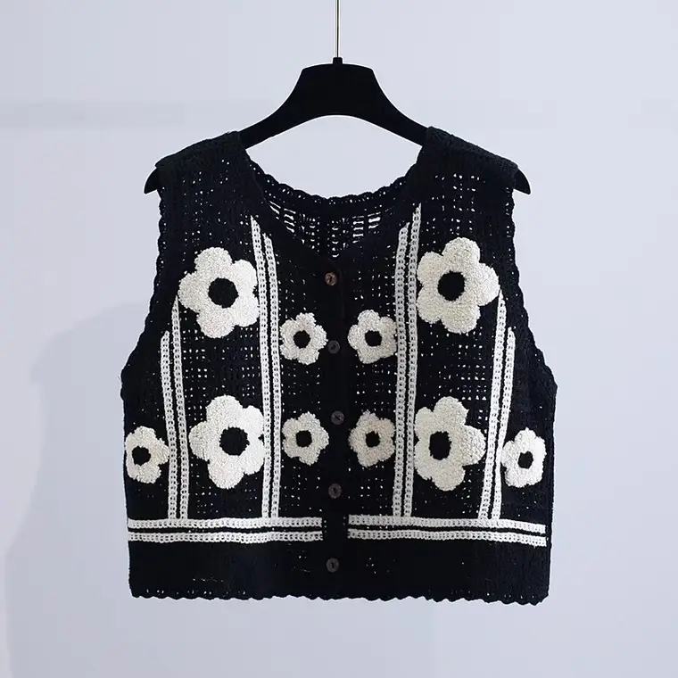 Vintage Diamond Gouted Vest Women's Loose Casual Vest