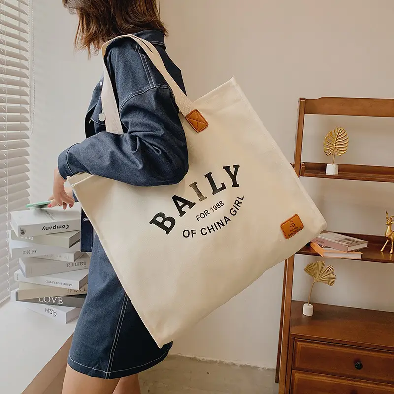 Black Canvas Student Tote Bag for Girls luggage and leather goods