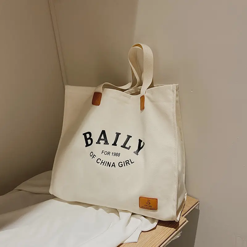 Black Canvas Student Tote Bag for Girls luggage and leather goods