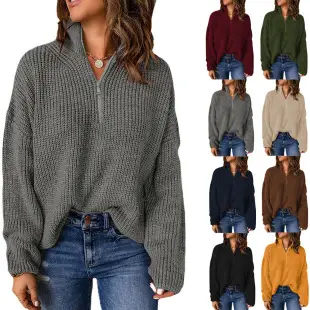 Women Turtleneck Sweater 2024 Winter Brown Long Sleeve — feature 13