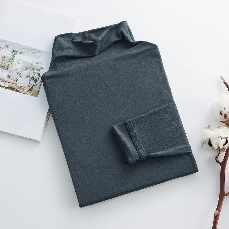 Women's Beige Modal Turtleneck Slim Fit Winter T-Shirt