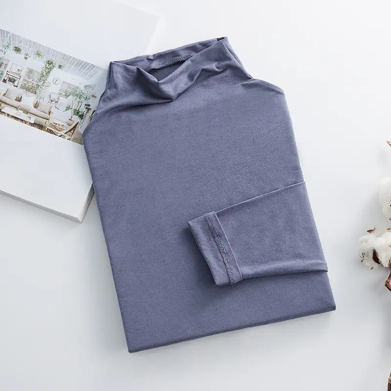 Women's Beige Modal Turtleneck Slim Fit Winter T-Shirt