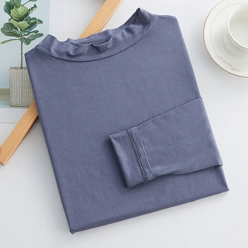 Women's Purple Modal Half Collar T-Shirt Medium - Image 9