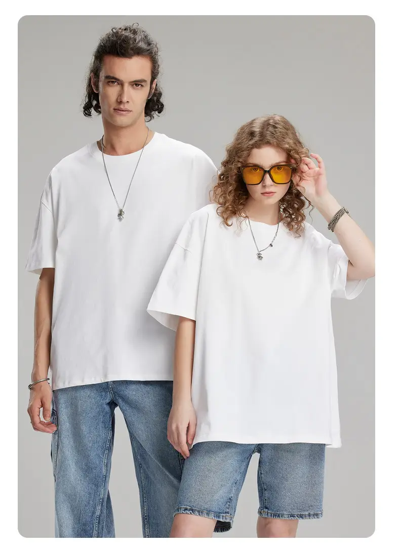 Men's 240g Pure Cotton Drop Shoulder T-Shirt White — feature 16