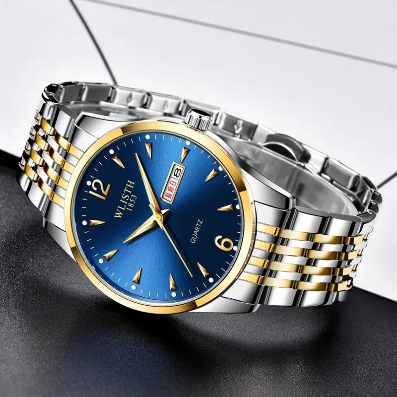 Men's Black Quartz Watch with Luminous Dial & Stainless Steel Band - Image 11