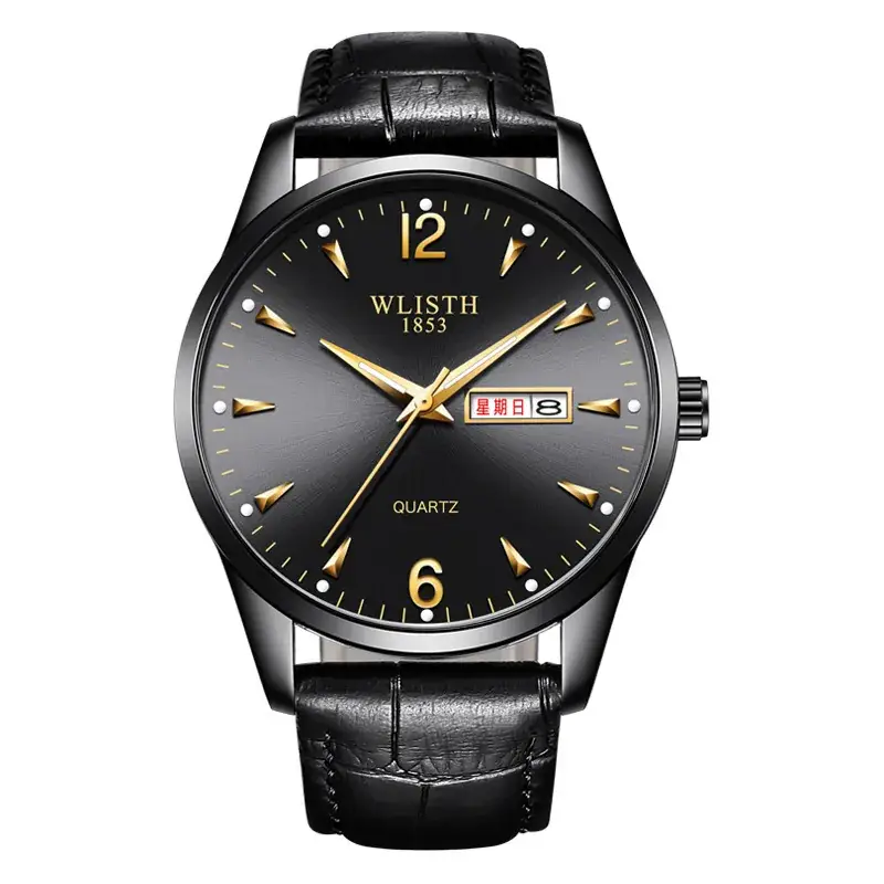 Men's Black Quartz Watch with Luminous Dial & Stainless Steel Band - Image 5