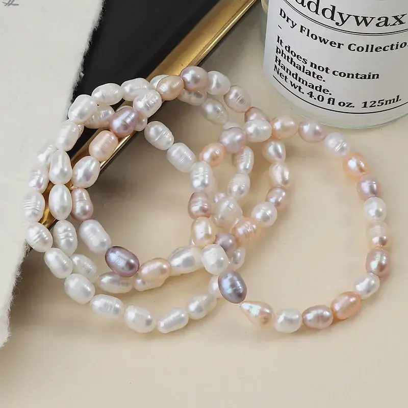 Genuine Natural Pearl Bracelet with Elastic Band - Image 4