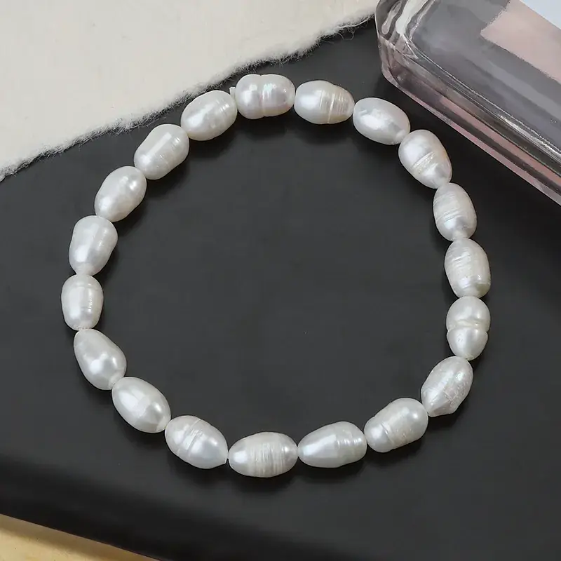 Genuine Natural Pearl Bracelet with Elastic Band - Image 2