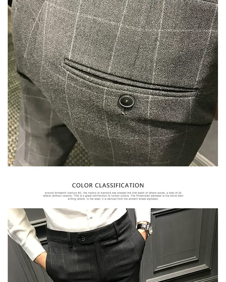 Men Slim Fit Plaid Skinny Pants Winter — feature 10