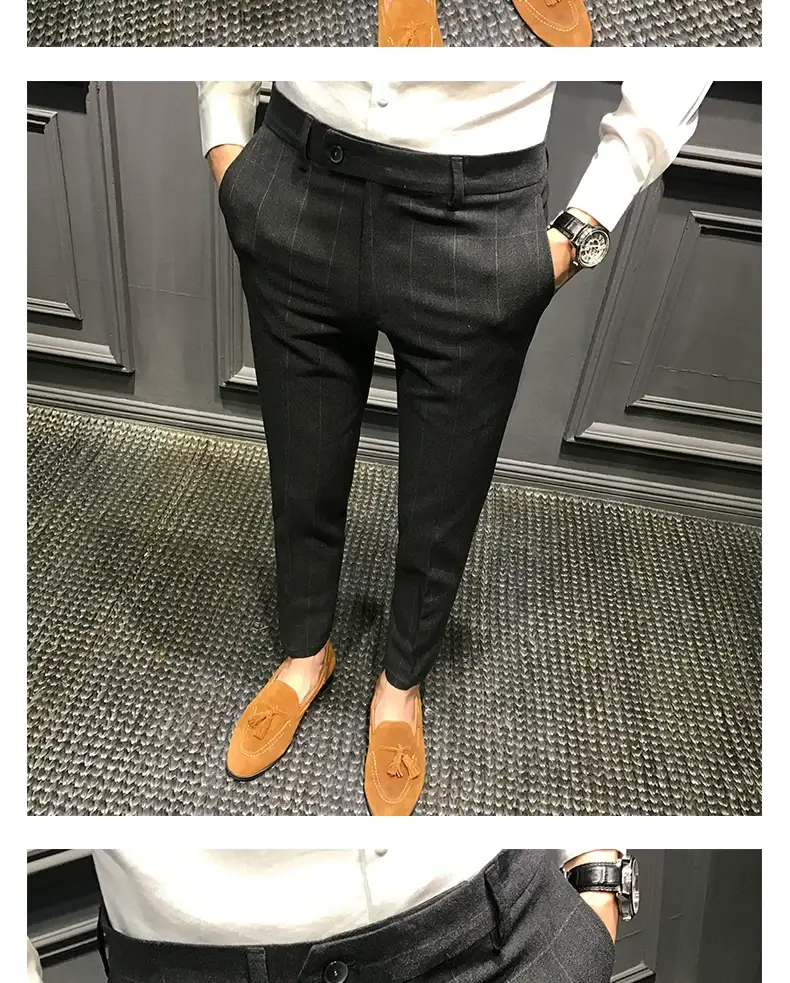 Men Slim Fit Plaid Skinny Pants Winter — feature 13