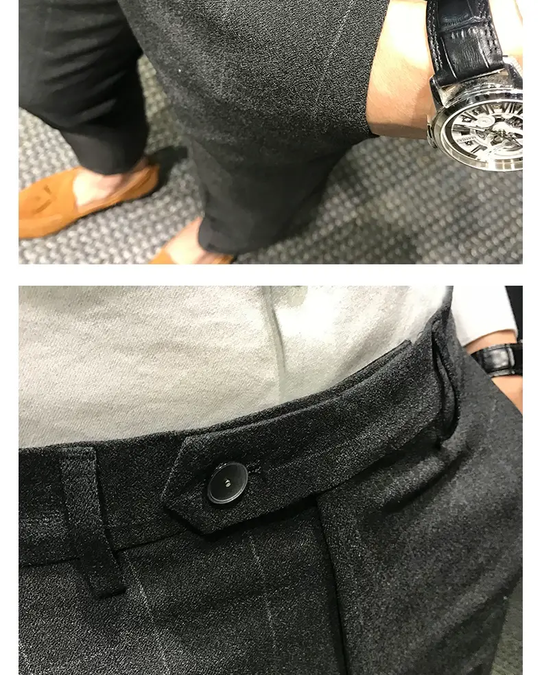 Men Slim Fit Plaid Skinny Pants Winter — feature 15