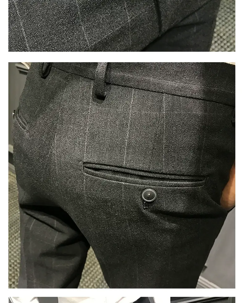 Men Slim Fit Plaid Skinny Pants Winter — feature 16
