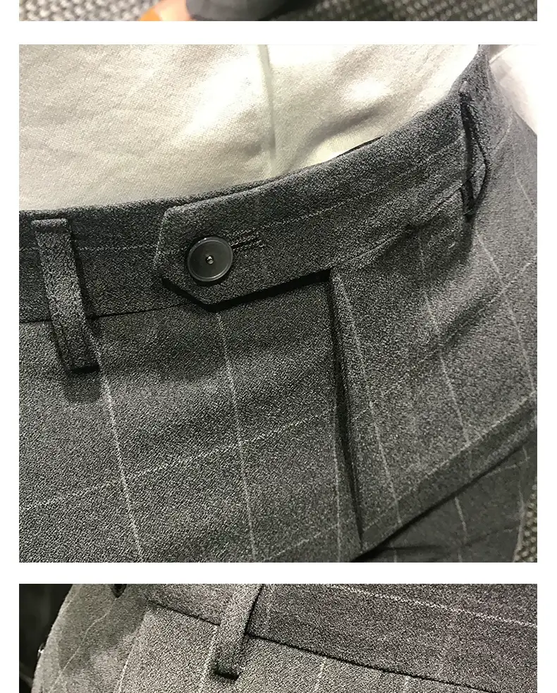 Men Slim Fit Plaid Skinny Pants Winter — feature 9