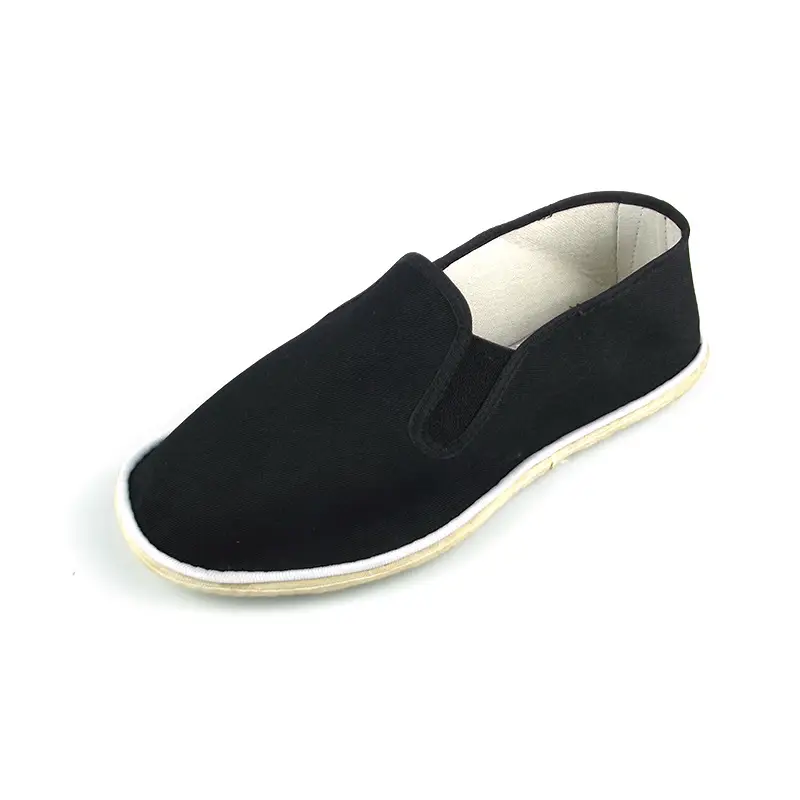 Purely Handmade Men's Old Beijing Cloth Shoes with Thousand-Layer Soles, Retro Chinese Style Linen Soles, Sewn Lazy Shoes, Black Scarf