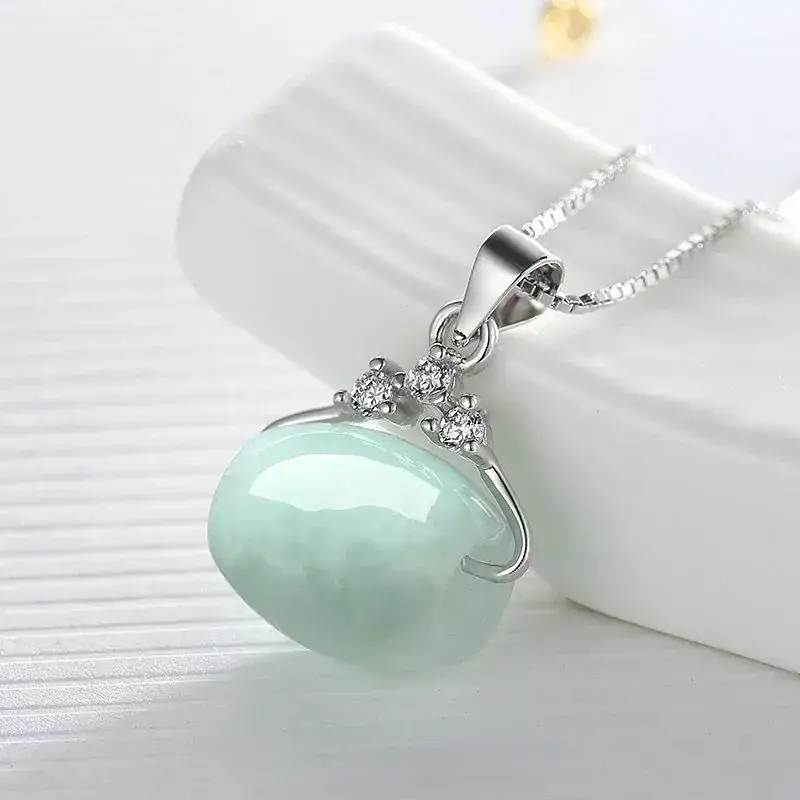Jadeite Pendant Necklace with Diamond Accents - Image 4