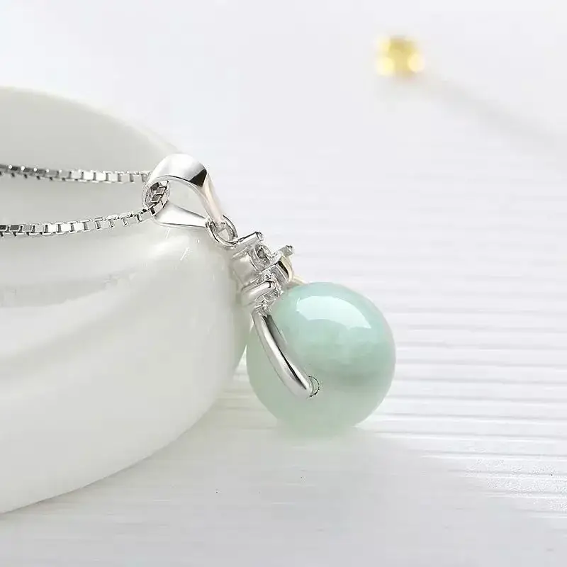 Jadeite Pendant Necklace with Diamond Accents - Image 5