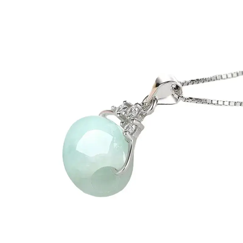 Jadeite Pendant Necklace with Diamond Accents - Image 6