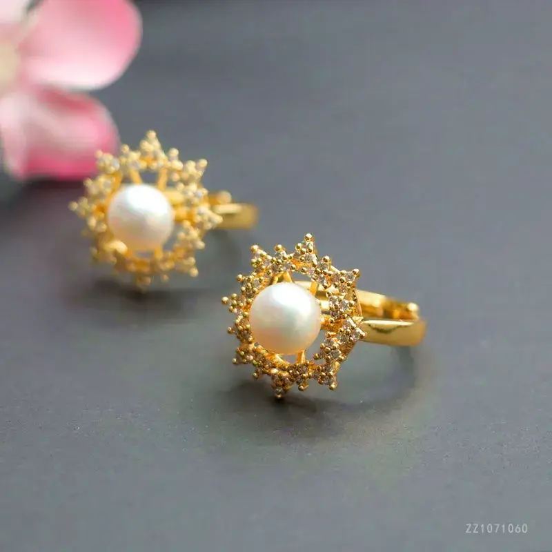 Guan Yu Freshwater Pearl Ring Starlight Full Diamond - Image 5