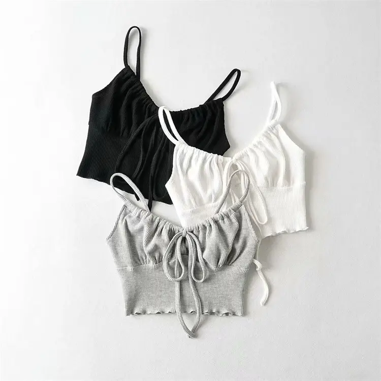 Gray Drawstring Lace-Up Vest with High Waist Navel Sling - Image 12