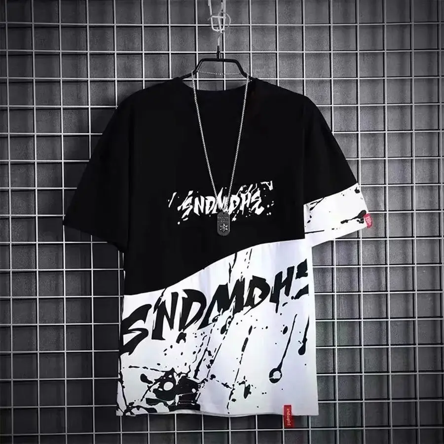 Japanese Hip-Hop Hooded Sweater Men Black White Graphic Long Sleeve - Image 8