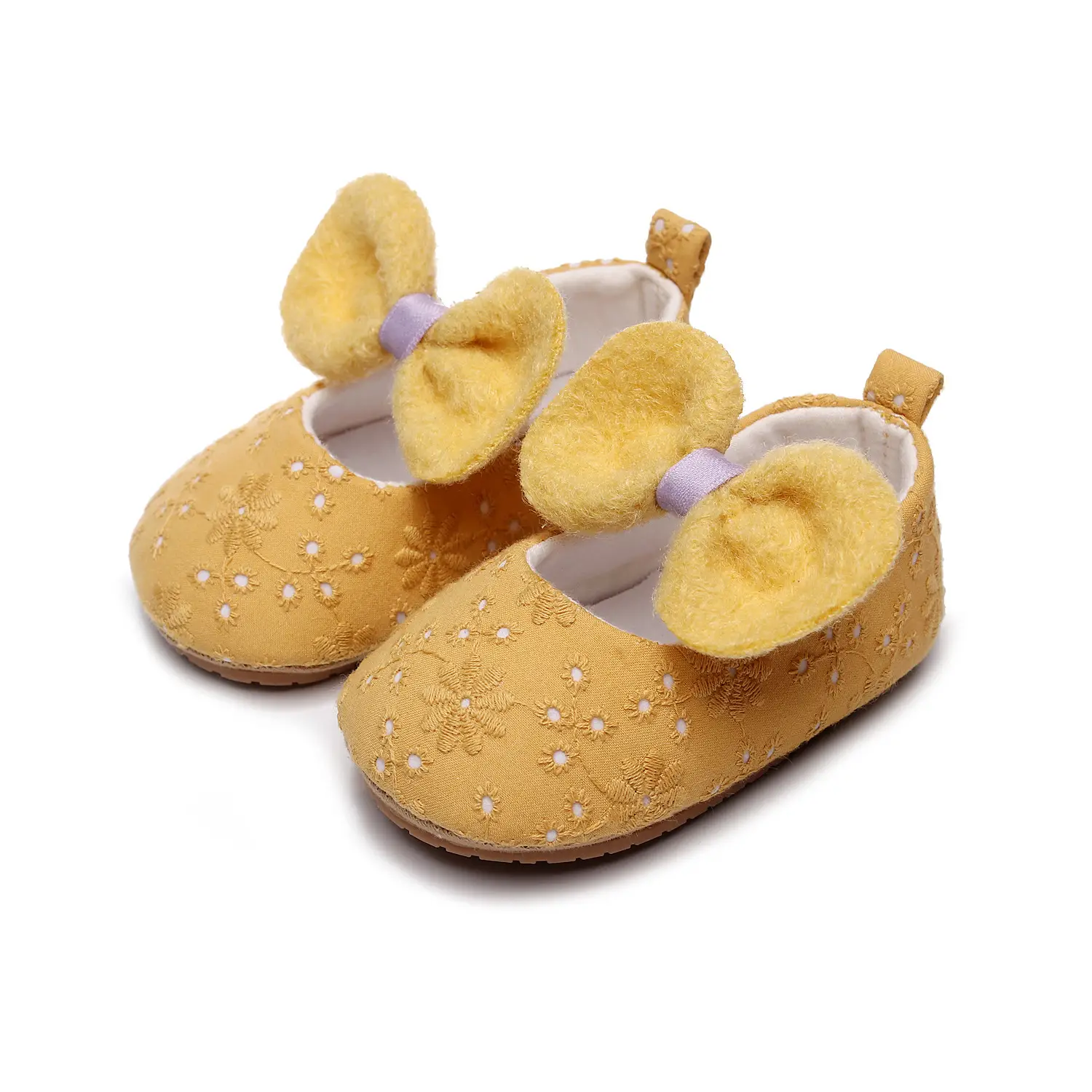 White Cotton Slip-On Shoes for Girls with Red Flower Decor