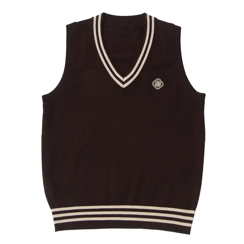Women's V Neck Knitted Vests Beige Spring Fall