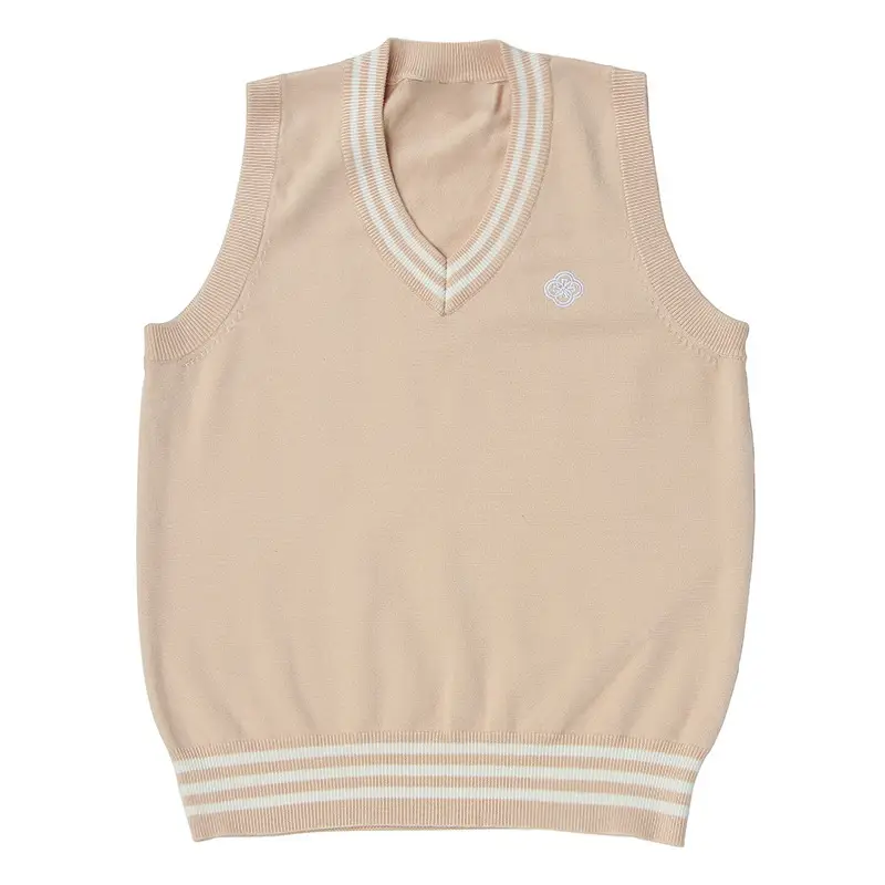 Women's V Neck Knitted Vests Beige Spring Fall