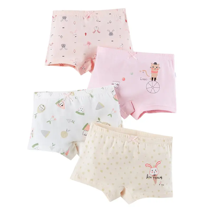 Girls Cotton Boxer Briefs for Girls, Pink & Peach, Cute Designs