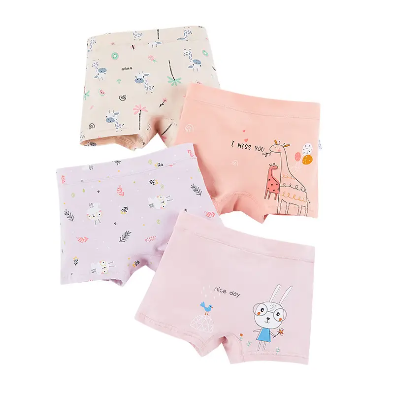 Girls Cotton Boxer Briefs for Girls, Pink & Peach, Cute Designs