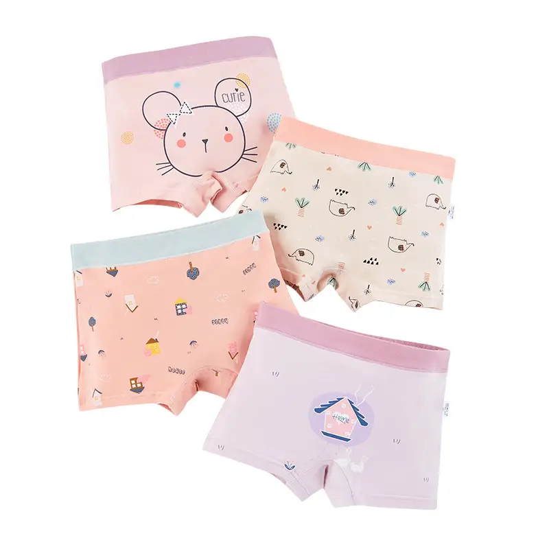 Girls Cotton Boxer Briefs for Girls, Pink & Peach, Cute Designs