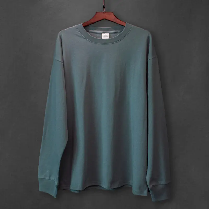 Men Black Heavyweight Cotton Long Sleeve T-Shirt - Image 7