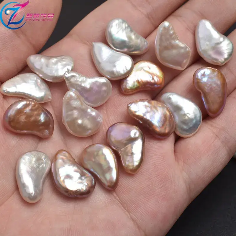 Natural Freshwater Pearl Cashew Baroque Earrings 10-11mm - Image 4