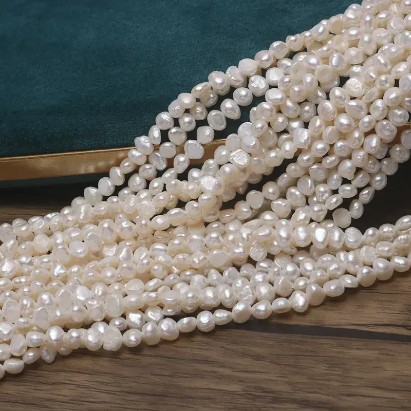 Natural Freshwater Pearl 4-5mm Baroque Shaped Semi-Finished Beads - Image 3