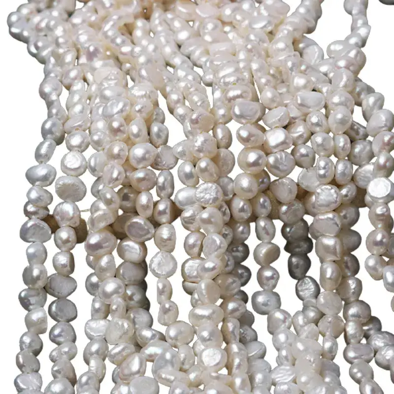 Natural Freshwater Pearl 4-5mm Baroque Shaped Semi-Finished Beads - Image 5