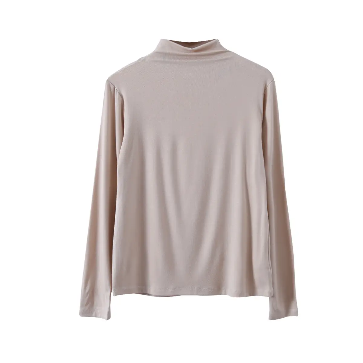 Women's Brown Long Sleeve Half-High Neck Shirt - Image 2