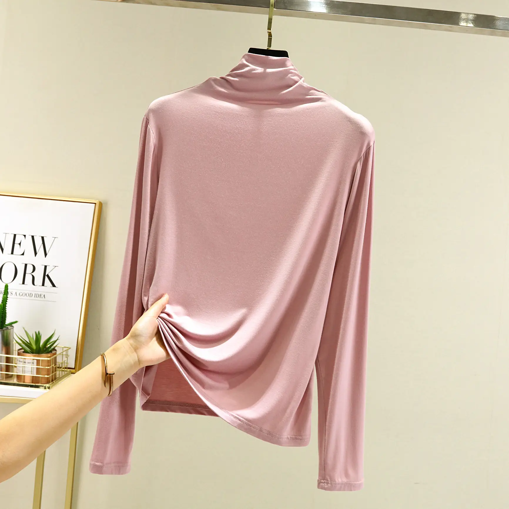 Women's New Modal Half Turtleneck Shirt Grey - Image 2