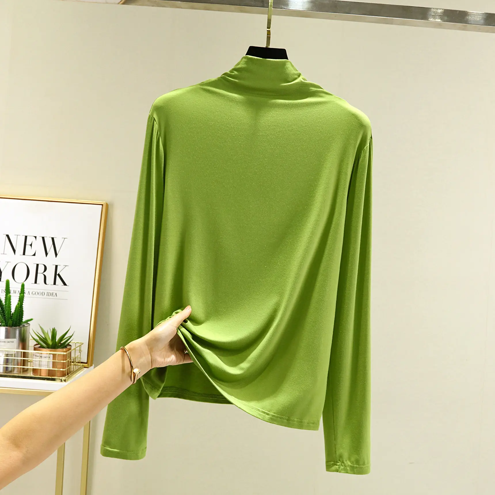 Women's New Modal Half Turtleneck Shirt Grey - Image 3