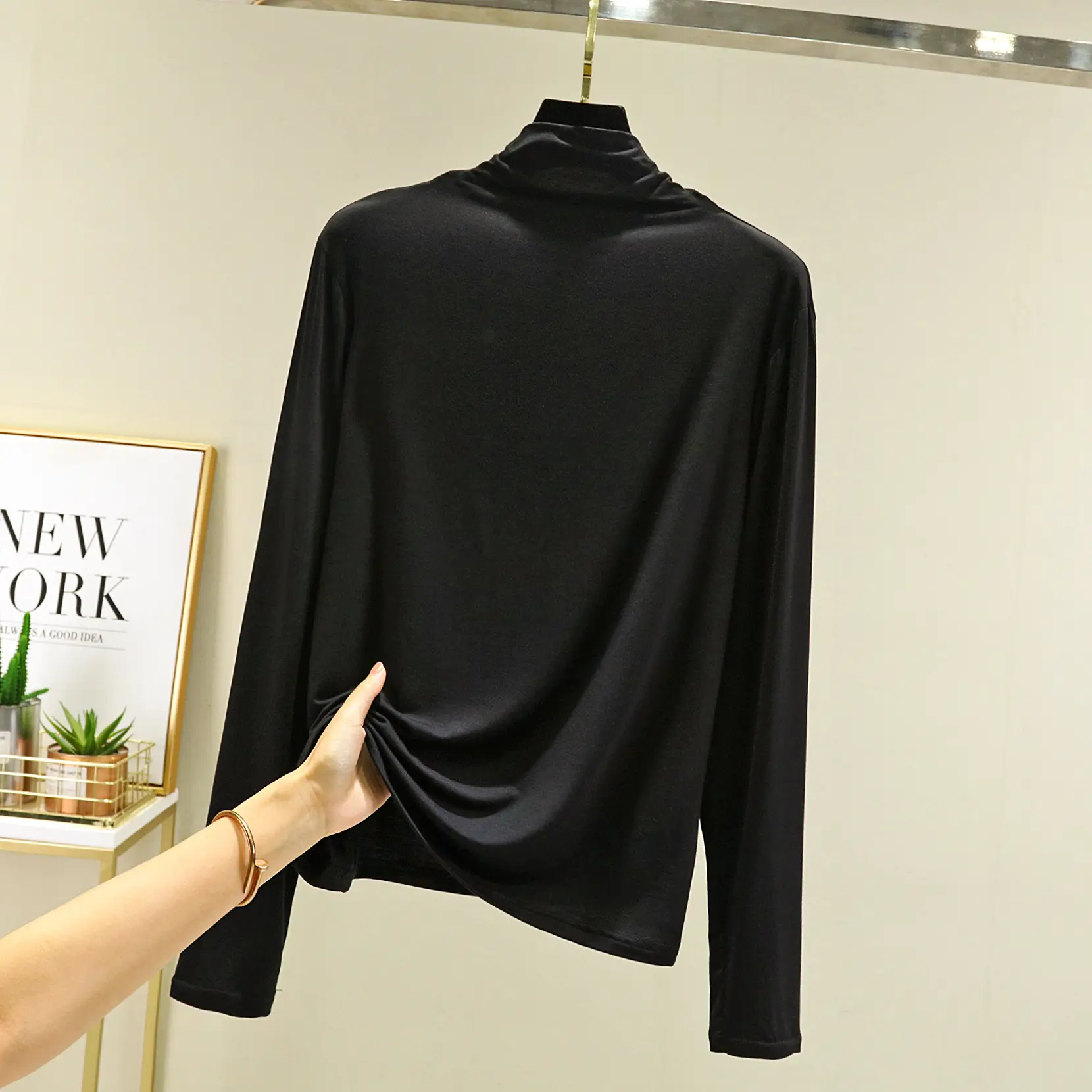 Women's New Modal Half Turtleneck Shirt Grey - Image 9